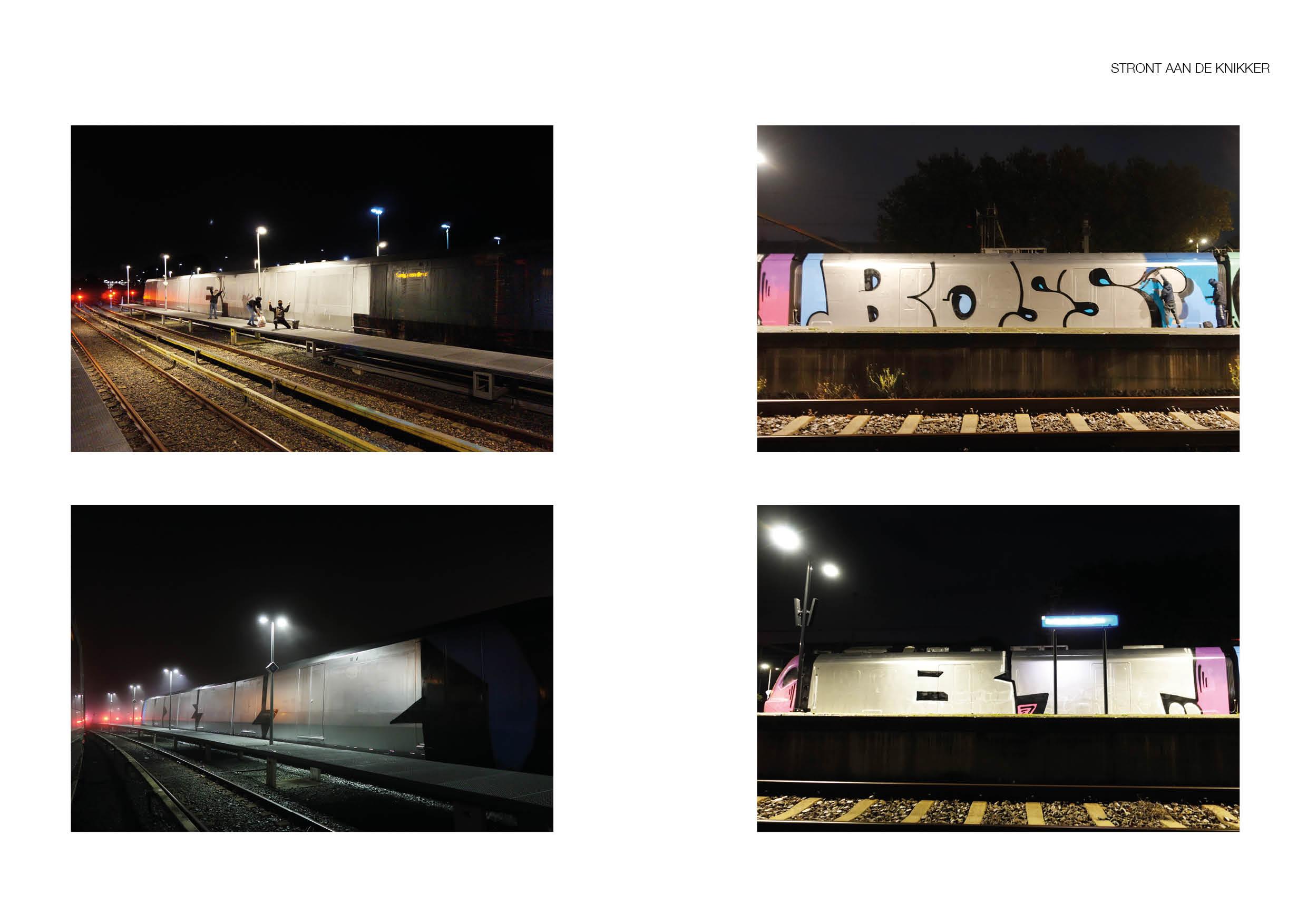 Four night photos of silver wholecars