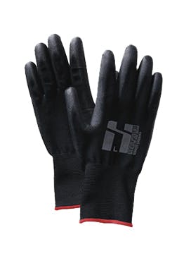A pair of black Mr. Serious gloves
