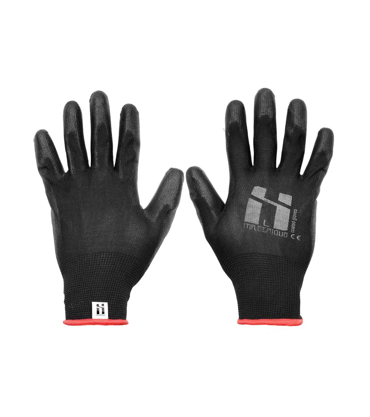 A pair of black Mr. Serious gloves